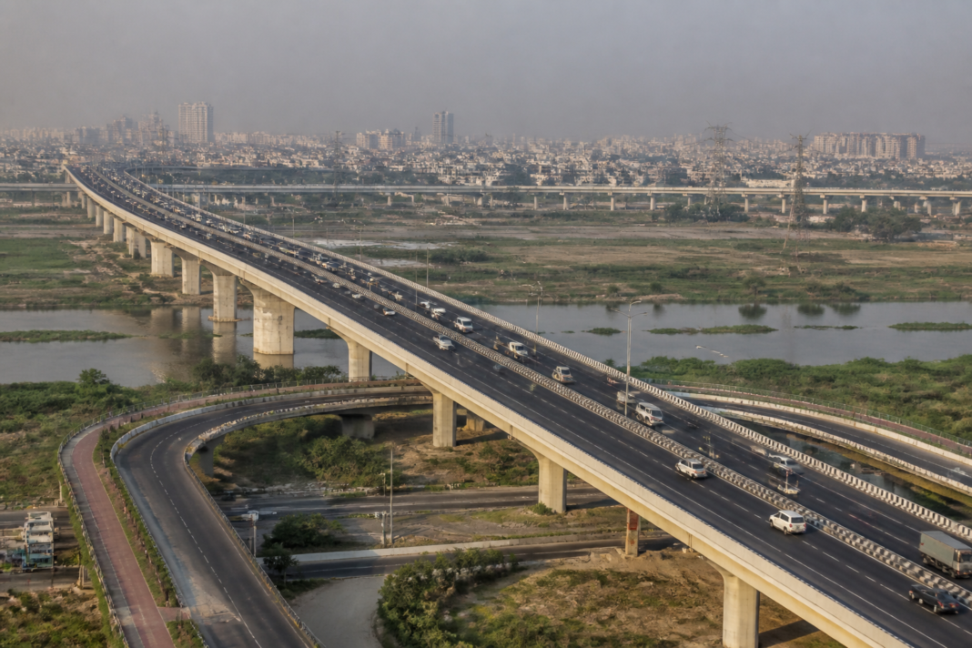 Barapullah III elevated road over the Yamuna in Delhi