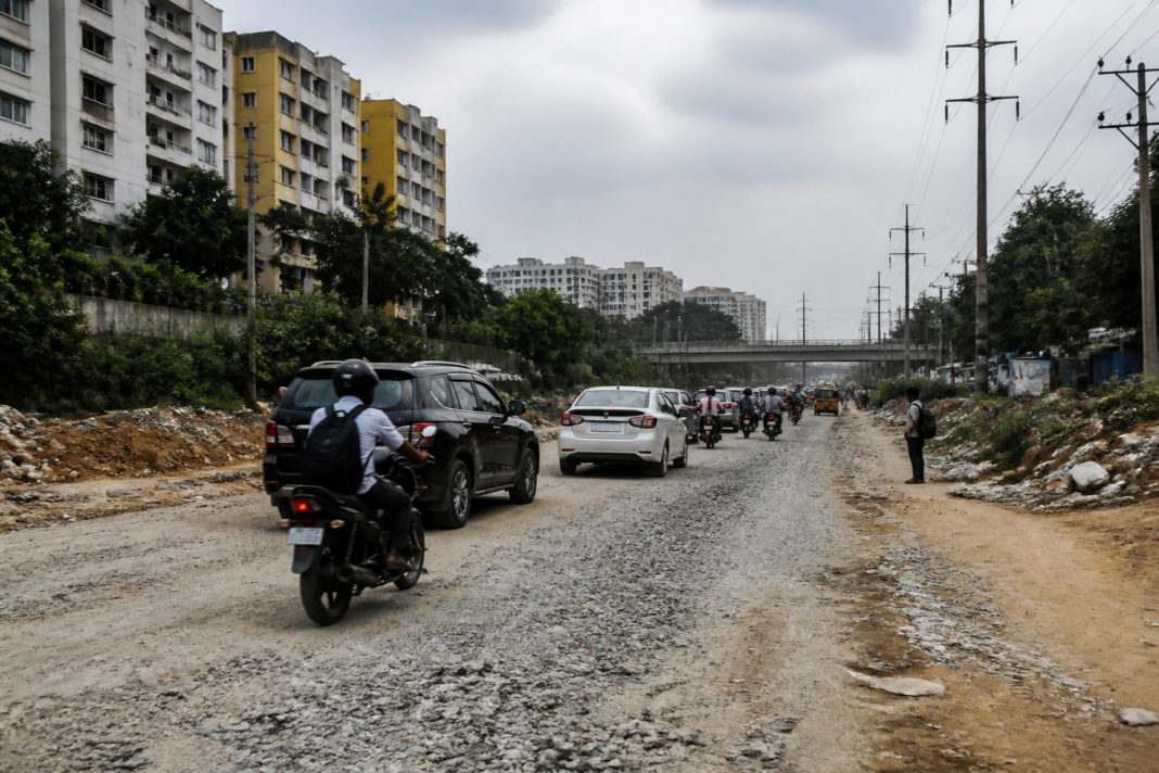 Nallagandla-ORR road widening route near Vattinagulapally in Hyderabad