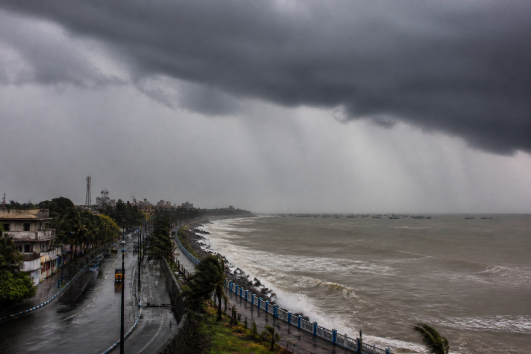 Bay of Bengal low-pressure area weather system approaching India's eastern coast