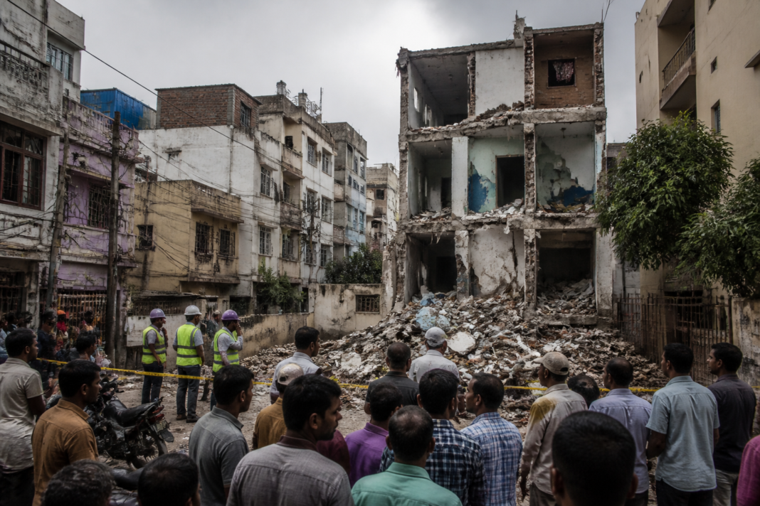 Gachibowli building collapse and dense unauthorised construction in Hyderabad