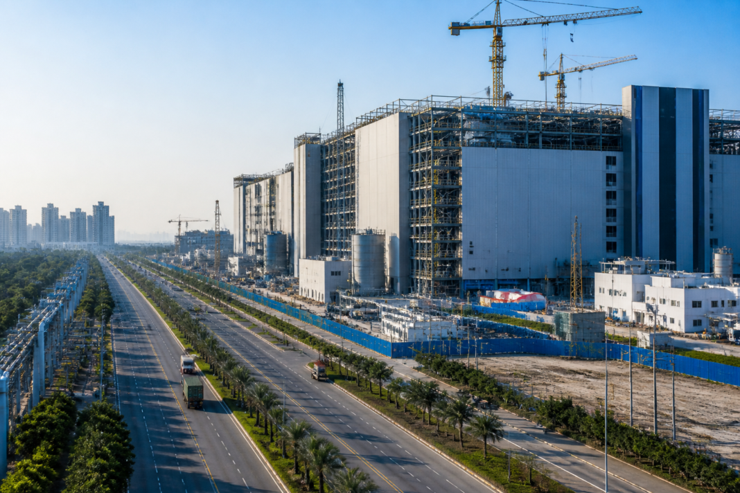 India semiconductor industry facilities and industrial infrastructure near a high-tech manufacturing corridor