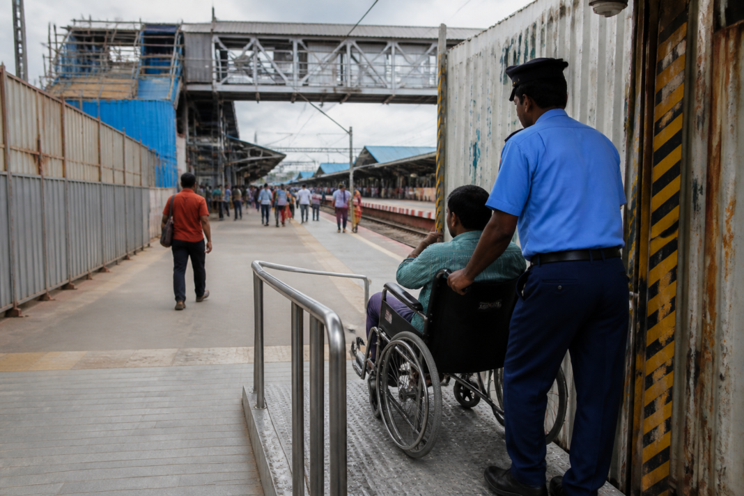 Wheelchair access arrangements at Chennai Egmore railway station during redevelopment