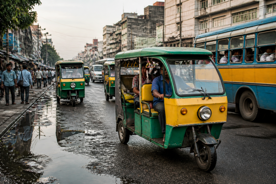Kolkata electric autos operating on a busy urban route