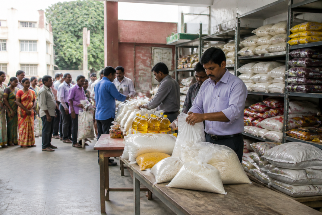 Indira food kits and ration supplies arranged for Karnataka welfare distribution