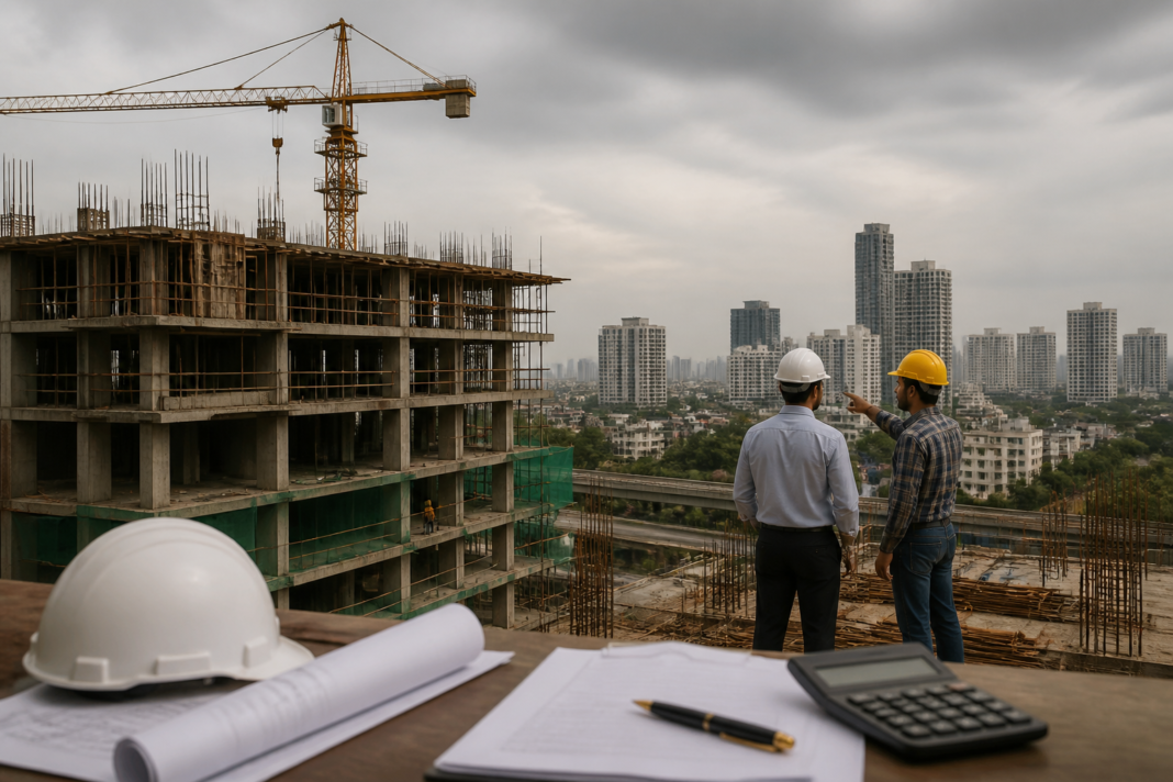 RBI rate hike debate viewed through an Indian housing construction site and urban home finance context