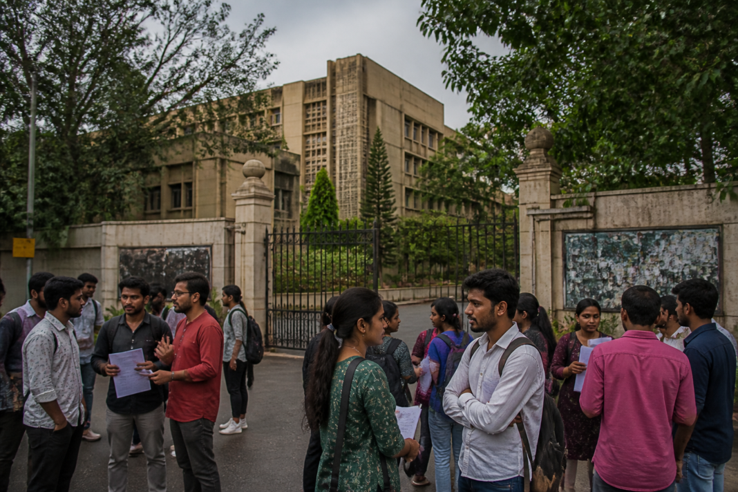 MGAHV Wardha protest near the university’s administrative building