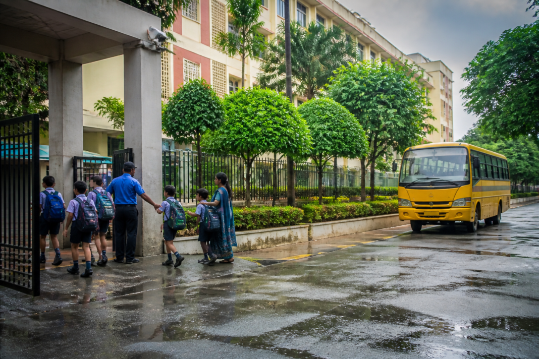 School safety in Kolkata with a monitored campus entrance and maintained green surroundings