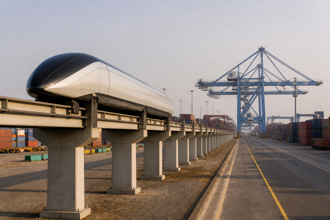 Hyperloop freight technology demonstrator at an Indian port for a future cargo network