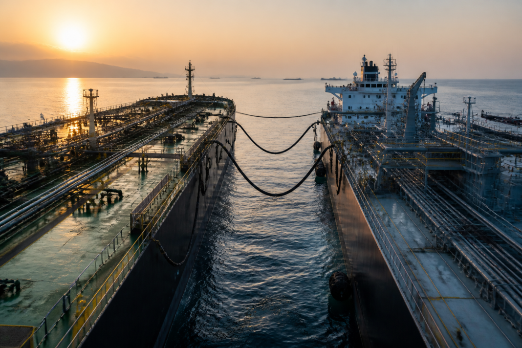 Strait of Hormuz oil exports transferred between tankers off Oman