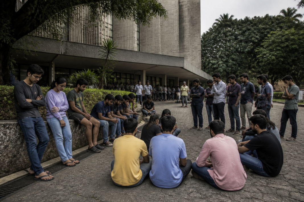 IIT Bombay campus building amid protests over the institute’s apology and student death statement