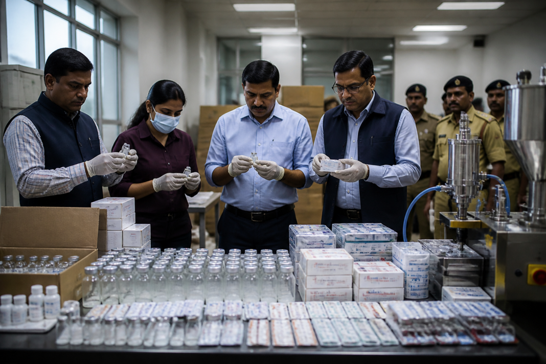 Bengaluru fake drug bust investigation involving seized counterfeit medicine vials and packaging