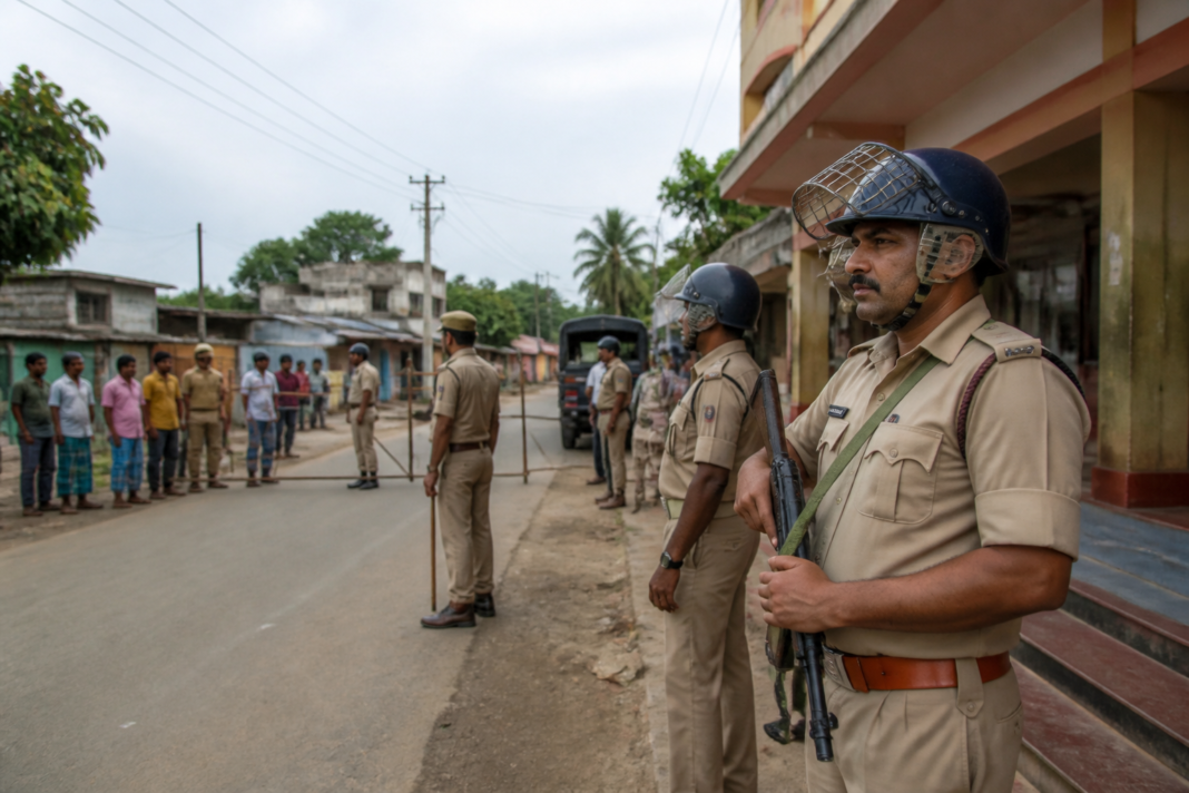 Police deployment after a Bhangar clash involving BJP and ISF workers in West Bengal
