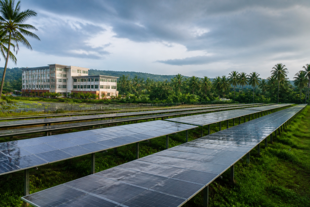 Aster MedCity solar project with ground-mounted panels in Kerala