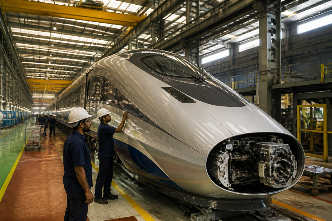 India bullet trains being developed at a high-speed rail manufacturing complex in Bengaluru