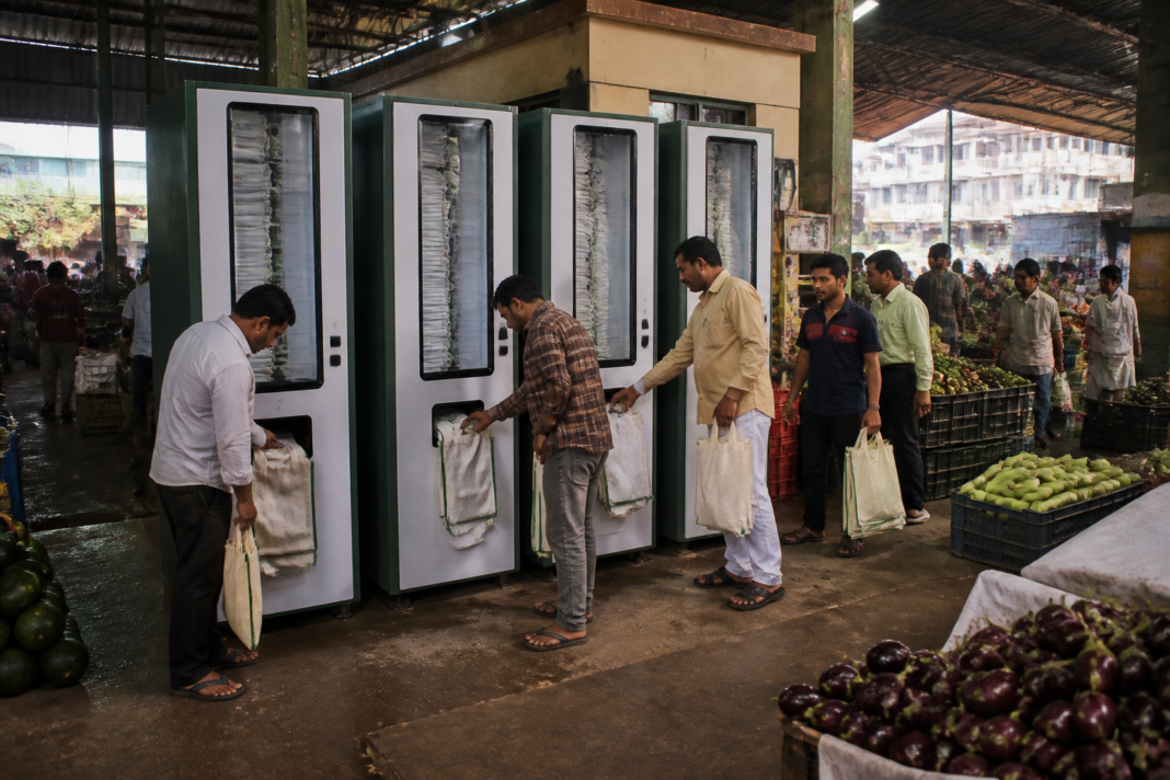 Kalyan APMC cloth bag vending machines installed for traders and customers