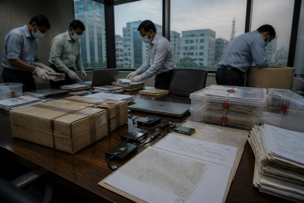 IOB loan fraud investigation involving an ED search in Chennai with seized documents and electronic devices.