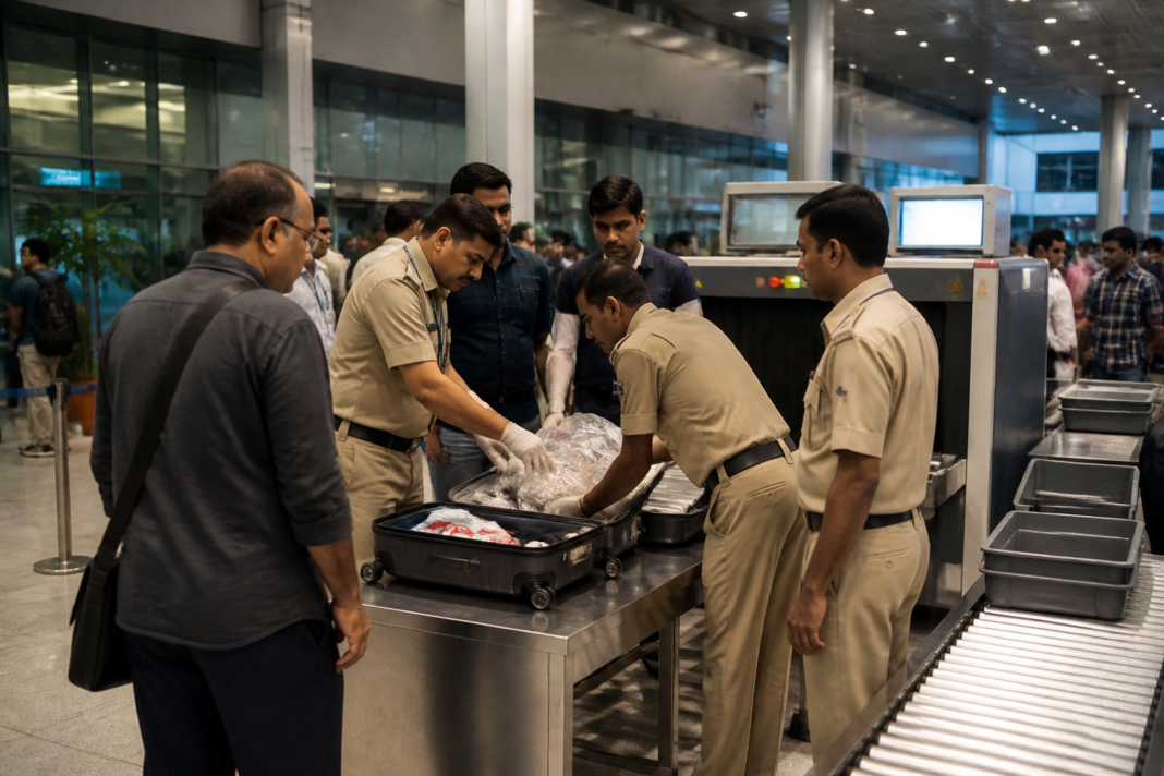 Chennai airport customs screening area linked to a gold smuggling investigation