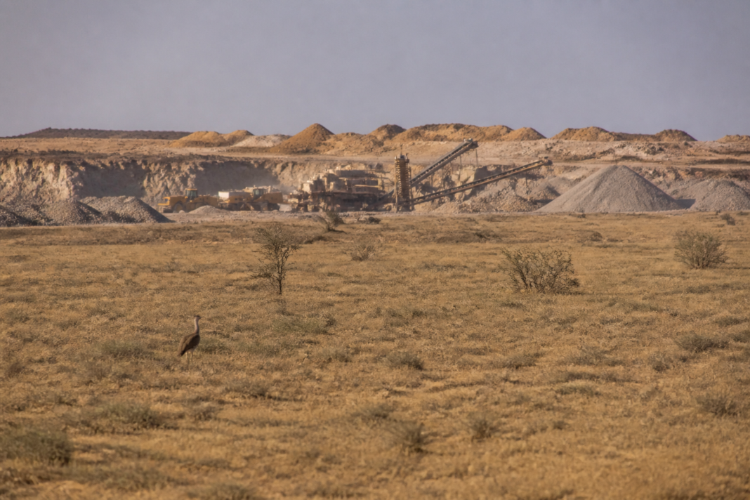 Jaisalmer limestone mine landscape near Great Indian Bustard habitat in Rajasthan