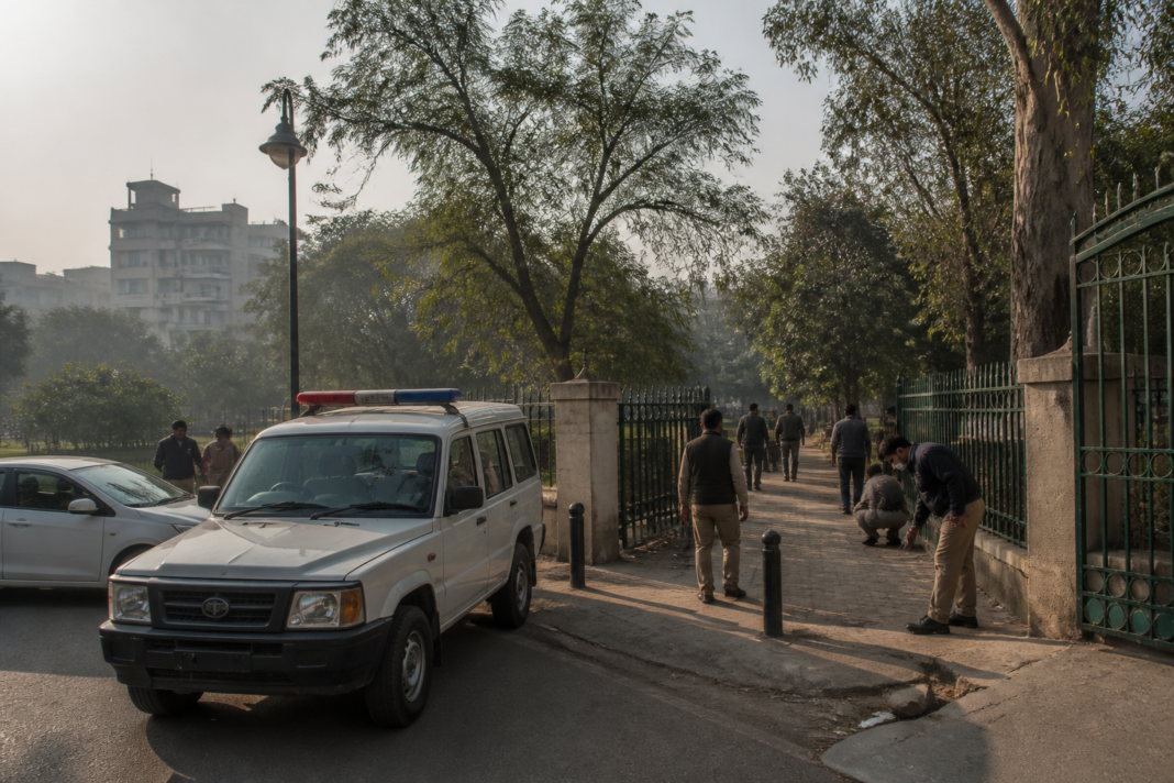 Police presence near Astha Kunj Park in the Kalkaji minor gangrape case