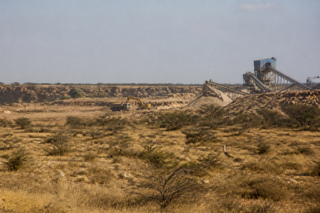 Jaisalmer limestone mine near a Great Indian Bustard priority area