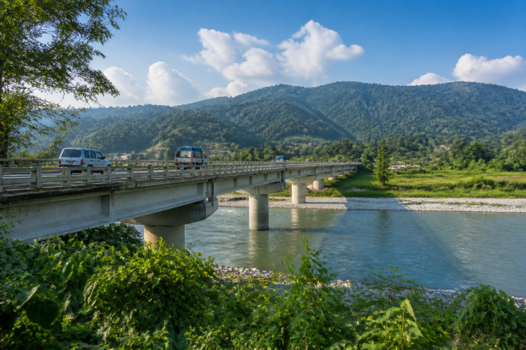 Murti River bridge connecting roads near Jalpaiguri in North Bengal