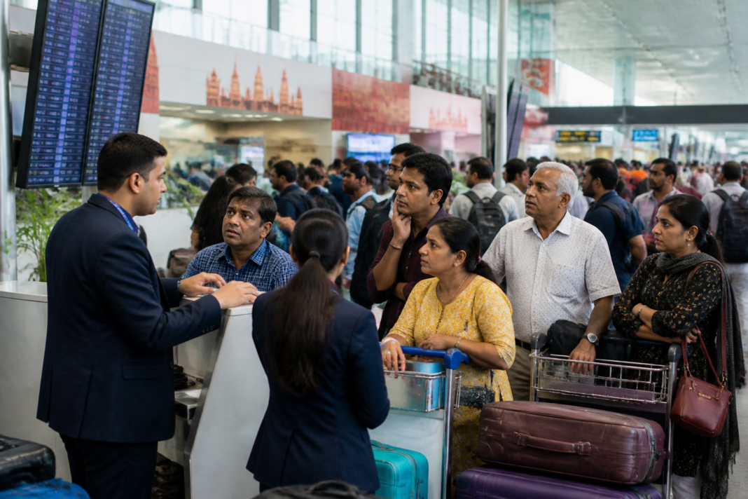 Air India Express Delhi Patna flights disruption at an Indian airport terminal