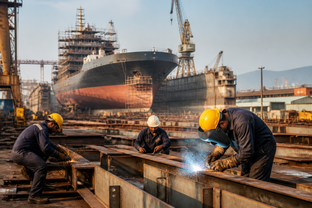 Swan Defence jobs at a large Indian shipyard with fabrication work and industrial infrastructure