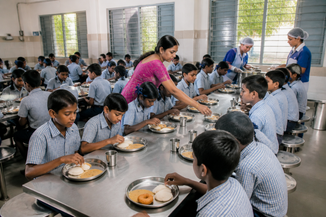 Tamil Nadu breakfast scheme serving schoolchildren at a Chennai government school