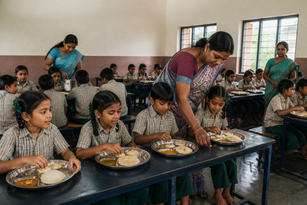 Tamil Nadu breakfast scheme serving schoolchildren at a Chennai government school