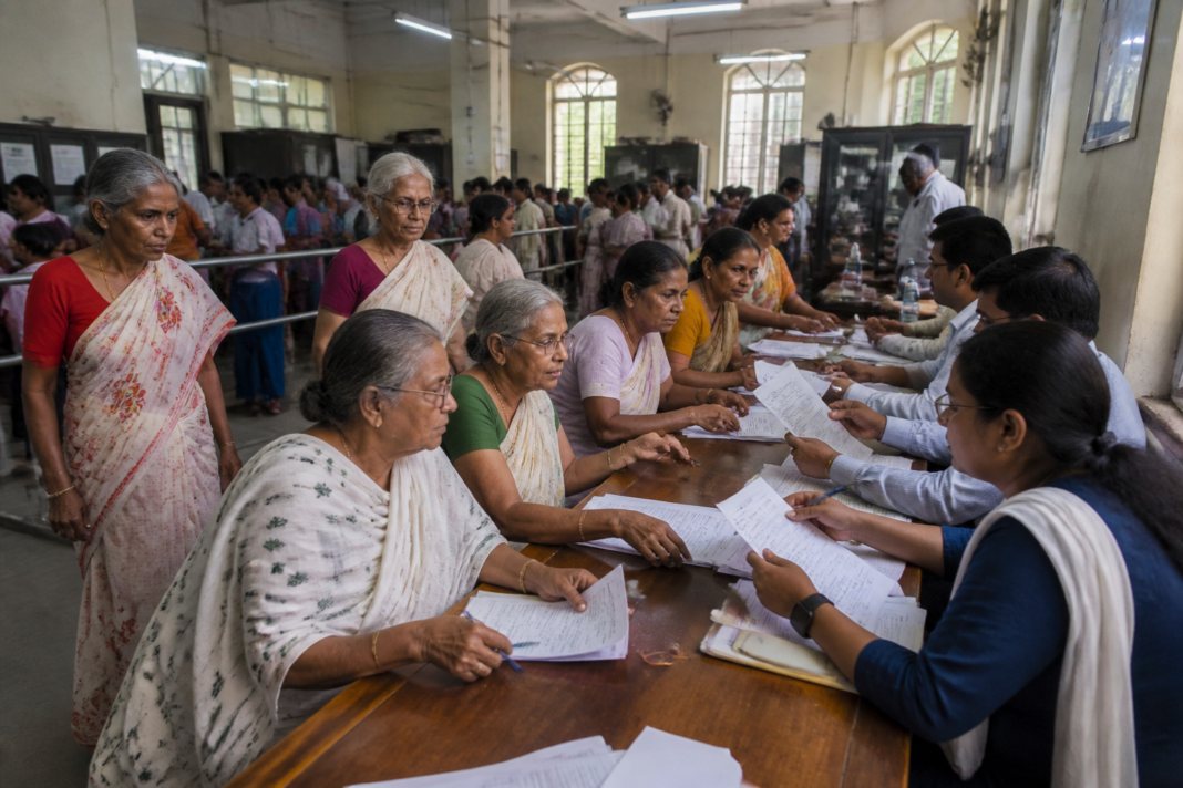 Annapurna Yojana beneficiaries at a government welfare office in West Bengal