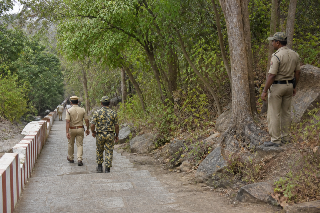 Leopard sighting near the Alipiri footpath route to Tirumala in Tirupati