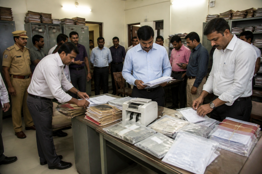 Tamil Nadu municipal raids at a civic office, illustrating an anti-corruption investigation