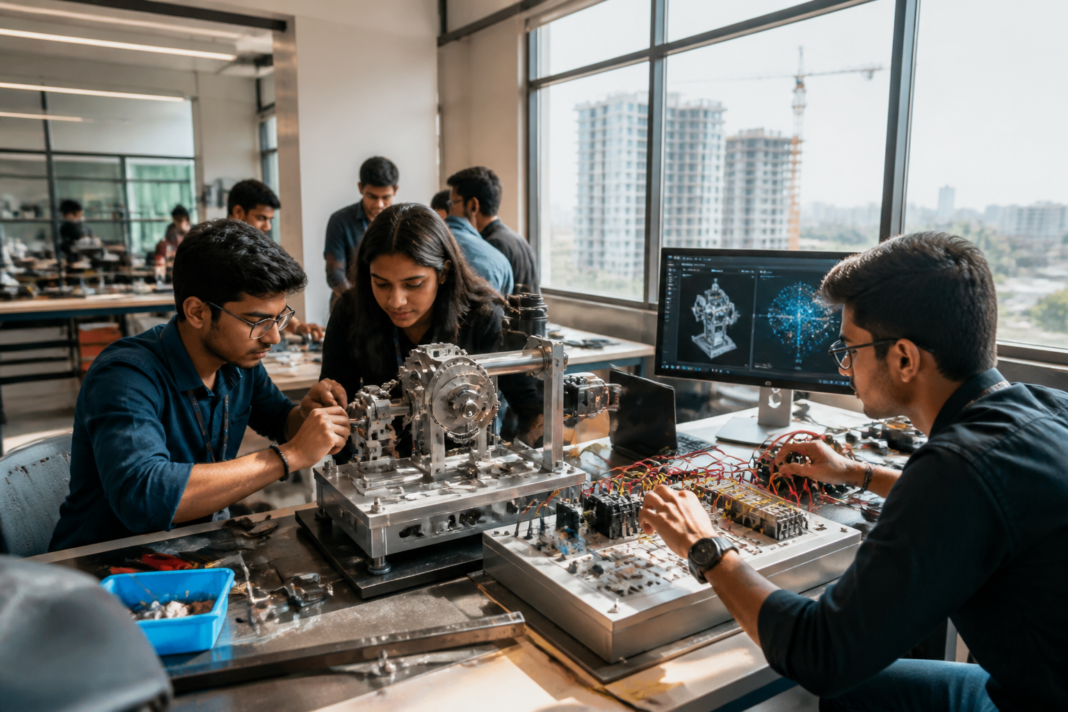 Engineering admissions students reviewing technical courses and AI-enabled engineering pathways in Maharashtra