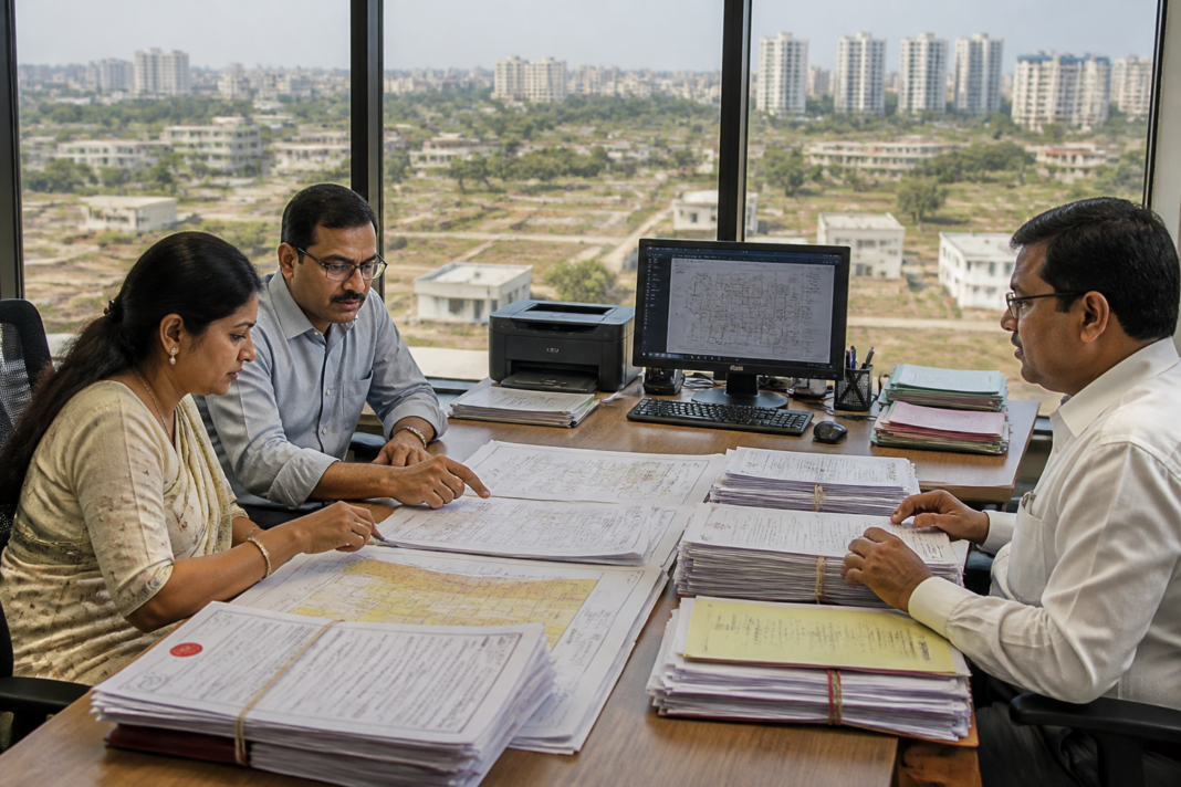 Telangana Section 22-A property registration documents being reviewed at a government office