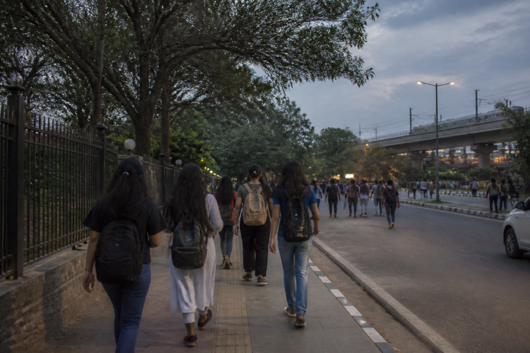 LSR offline classes resume as students walk along a South Delhi route near campus