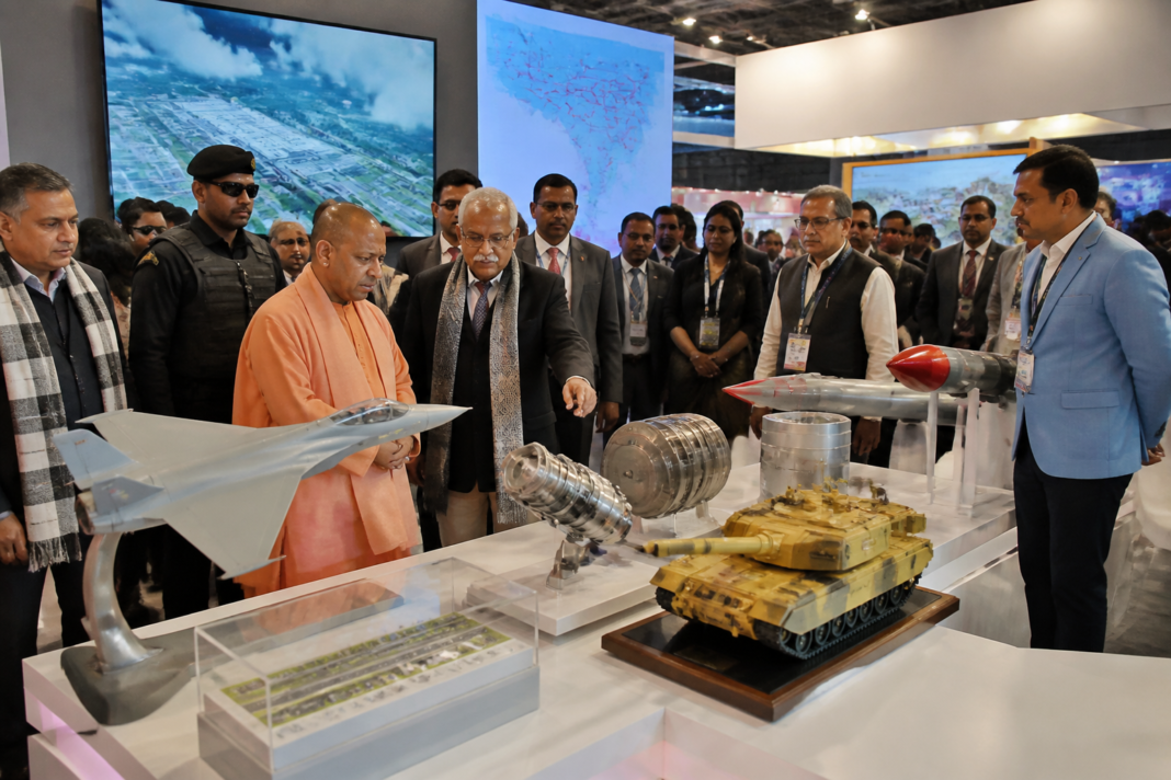 UP Defence Industrial Corridor display at the UPEIDA stall during UPITS-2026 in Greater Noida