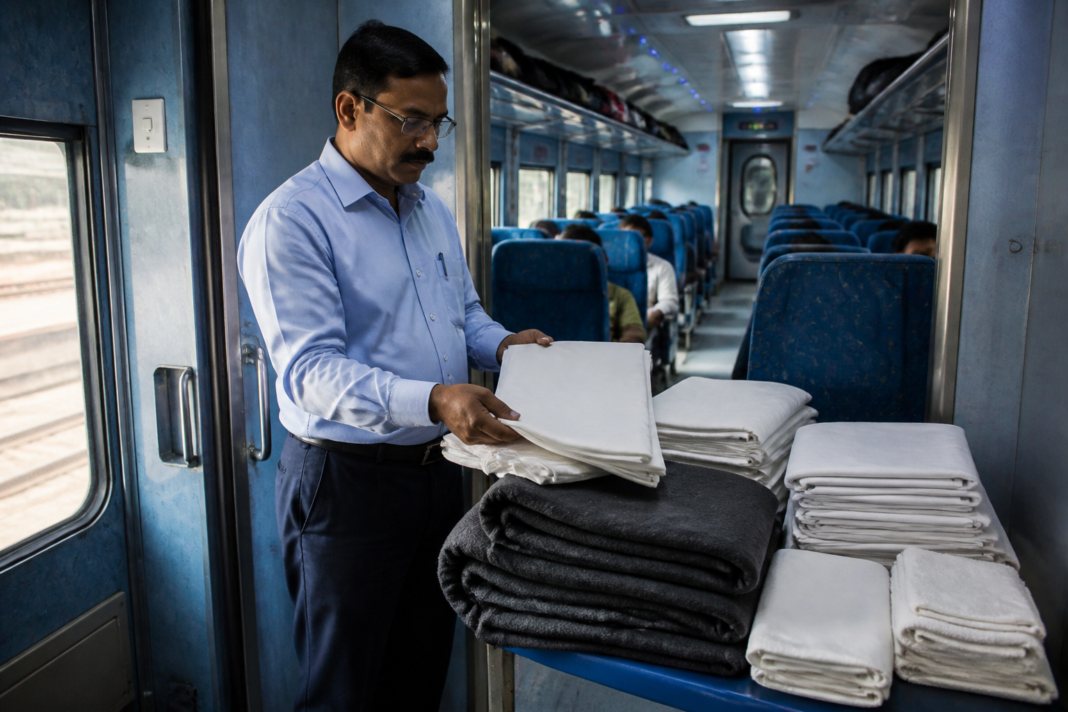 South Central Railway linen shortage involving blankets and bedsheets on an air-conditioned train