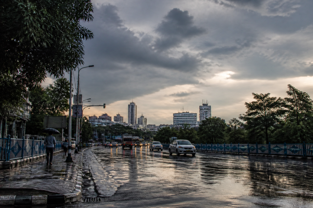 Kolkata weather turning clearer after rain as clouds hang over the city skyline.