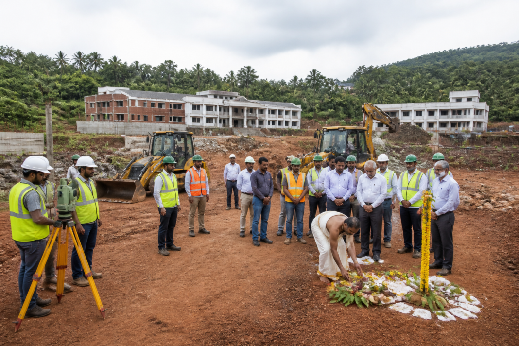Puttur Medical College Hospital construction site at Sediapau in Dakshina Kannada