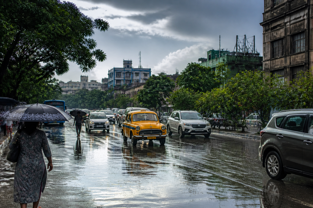 Kolkata rain over city streets as the low-pressure system weakens