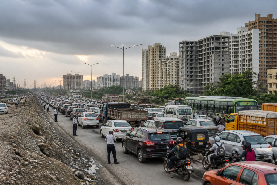 Hinjawadi traffic congestion on roads near Mhalunge in Pune