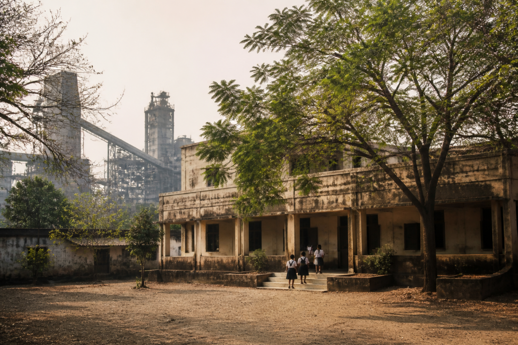 Kymore asbestos exposure concerns around a school on a former factory premises in Madhya Pradesh