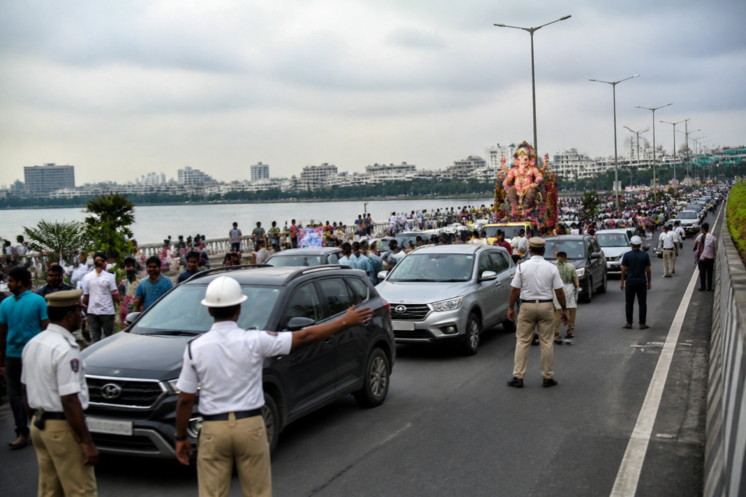 Hyderabad traffic restrictions near Tank Bund during the Ganesh immersion procession