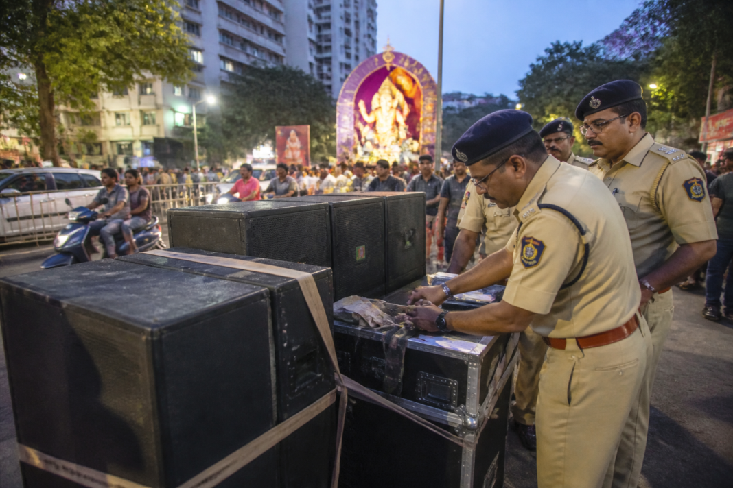 Pimpri-Chinchwad sound pollution enforcement during a Ganesh festival procession