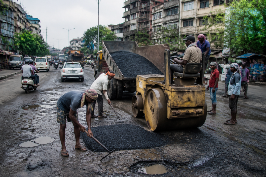 Howrah road repair work beginning near the municipal corporation area