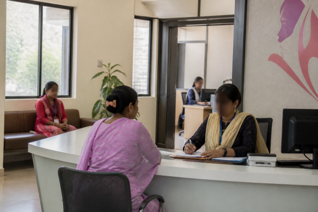 Jharkhand women protection services at a One Stop Centre with support staff assisting beneficiaries