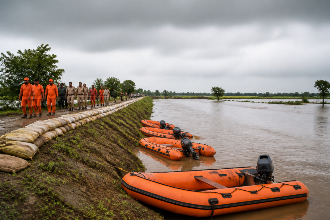 Kosi flood preparedness underway in Madhubani with boats and officials monitoring river conditions