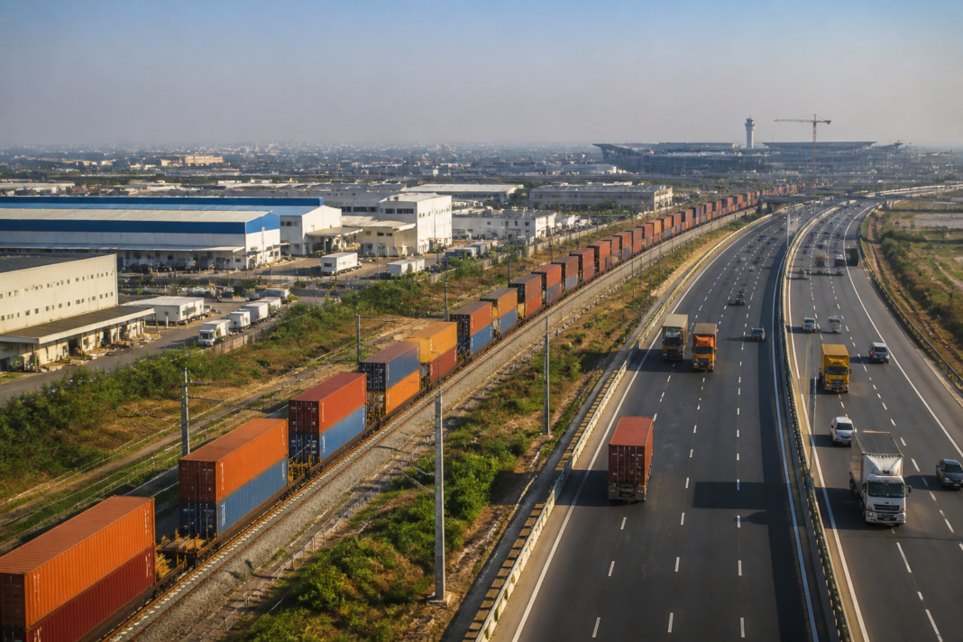 NCR logistics ring linking freight rail, expressways and industrial zones around Delhi