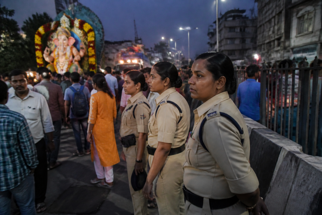 Hyderabad SHE Teams monitoring a crowded Ganesh immersion route