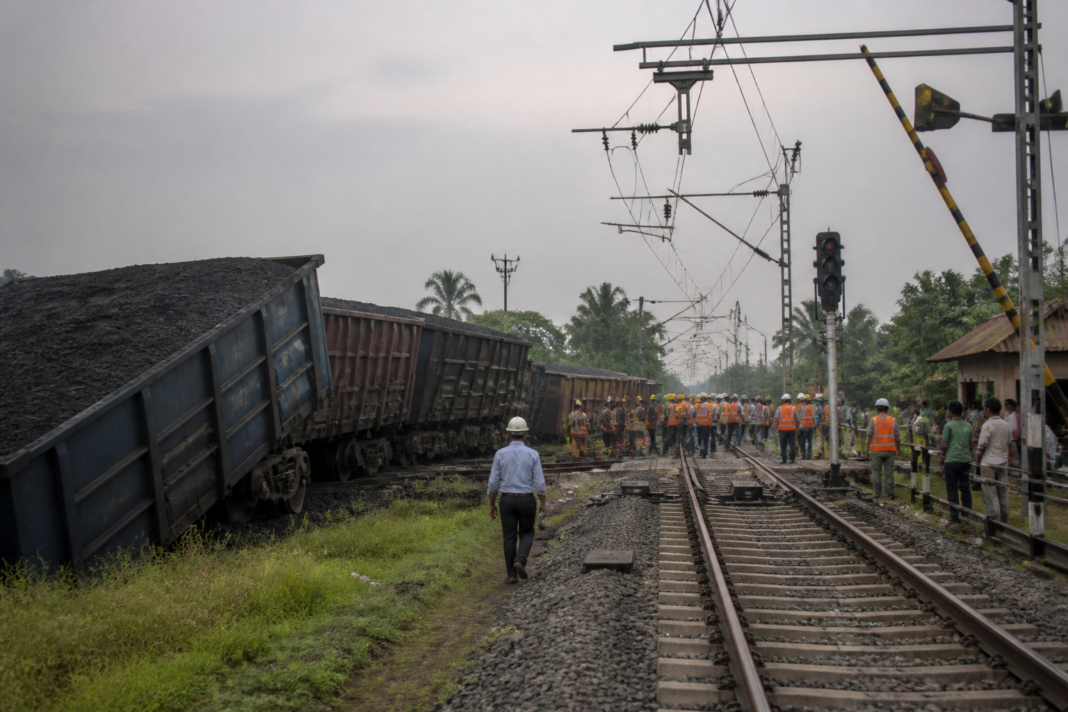 Kharagpur train derailment involving a goods train near a railway crossing